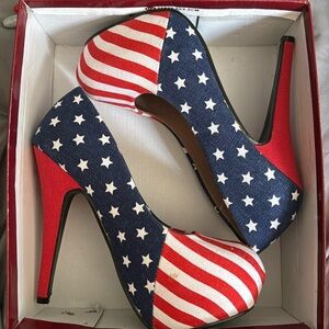 Delicacy Patriotic Stilettos. Size 7
